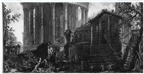 Imagens Impressas/Veduta del Tempio della Sibila in Tivole, de Giovanni-Batista Piranesi.