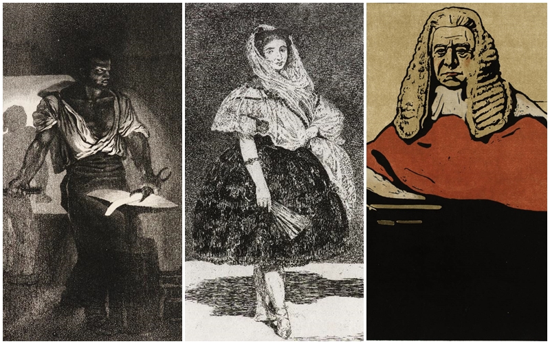 Imagens Impressas/Le Forgeron, de Eugène Delacroix; Lola de Valence, de Manet,e Ultime Ballade, de Toulouse Lautrec